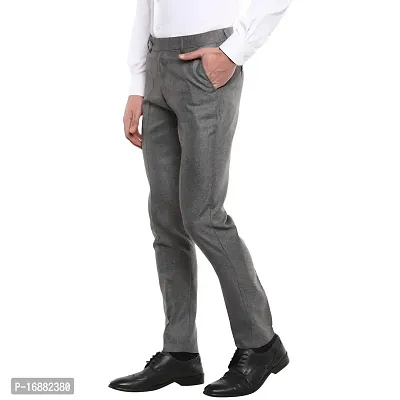 Inspire Light Grey Slim Fit Formal Trouser for Men-thumb2