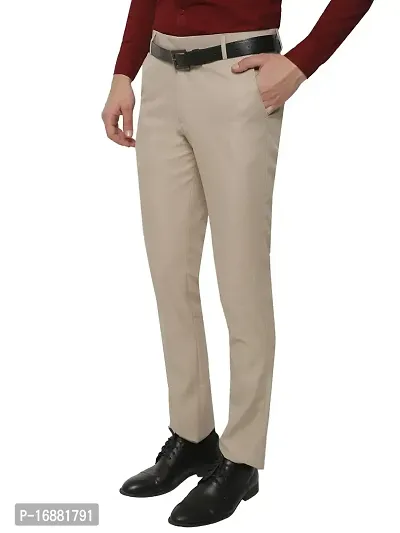 Inspire Light Brown Slim Fit Formal Trouser for Men-thumb3