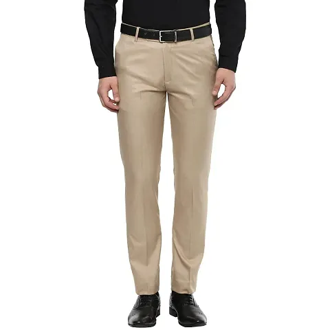 Reliable Cotton Blend Solid Mid-Rise Trousers For Men