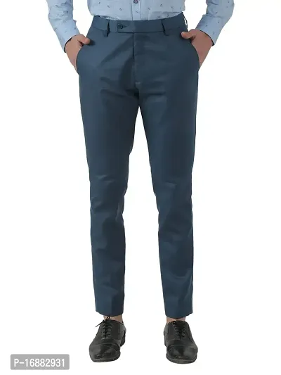 Inspire Clothing Inspiration P.Blue Slim Fit Formal Trouser-thumb0