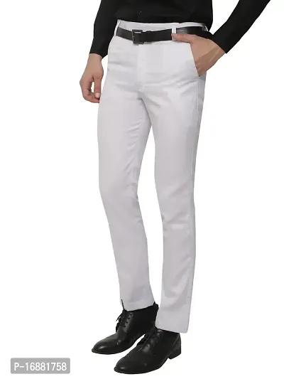 Inspire White Slim Fit Formal Trouser for Men-thumb2