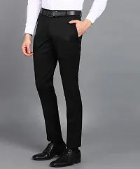 Playerz Lycra Black Slim Fit Formal Trouser-thumb1