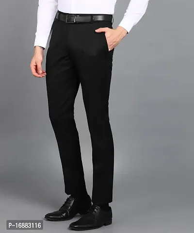 Playerz Lycra Black Slim Fit Formal Trouser-thumb2