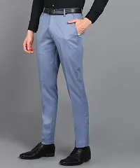 Playerz Sky Blue Lycra Slim Fit Formal Trouser for Men (30, Sky Blue)-thumb1