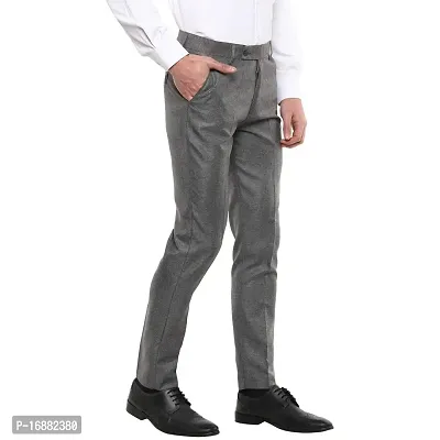 Inspire Light Grey Slim Fit Formal Trouser for Men-thumb3