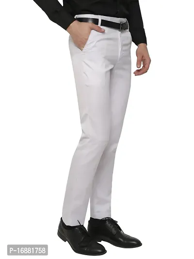 Inspire White Slim Fit Formal Trouser for Men-thumb3