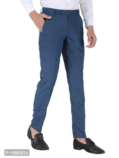 P.Blue Slim Fit Formal Trouser for Men (P.Blue)-thumb3