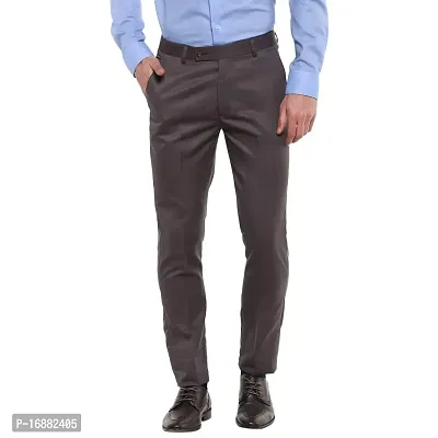 Inspire Grey Slim Fit Formal Trouser for Men-thumb0