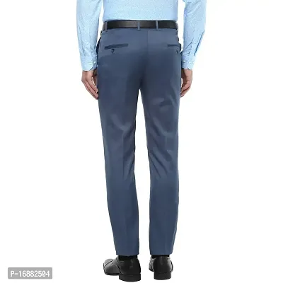 Inspire Blue Slim Fit Formal Trouser for Men-thumb4