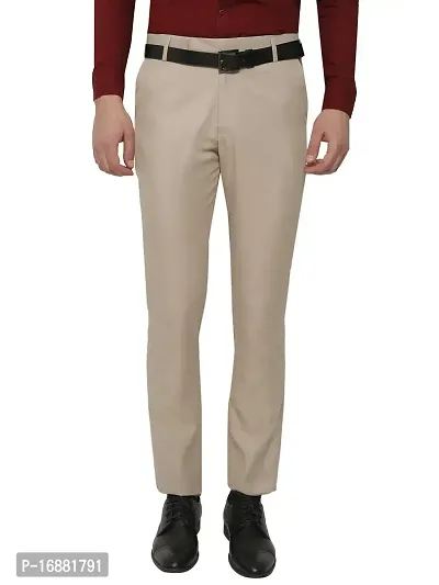 Inspire Light Brown Slim Fit Formal Trouser for Men