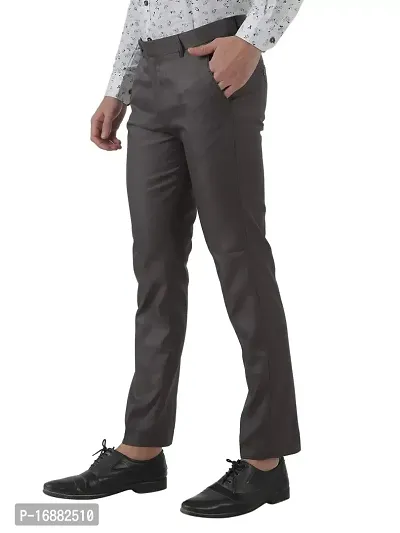 Inspire Jacu Grey Slim Fit Formal Trouser for Men (Grey)-thumb2