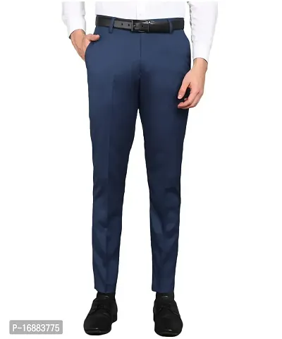 Playerz Parrot Green Lycra Slim Fit Formal Trouser for Men