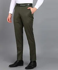 Playerz Parrot Green Lycra Slim Fit Formal Trouser for Men-thumb1