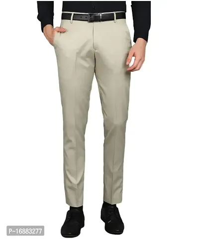 Playerz Parrot Green Lycra Slim Fit Formal Trouser for Men