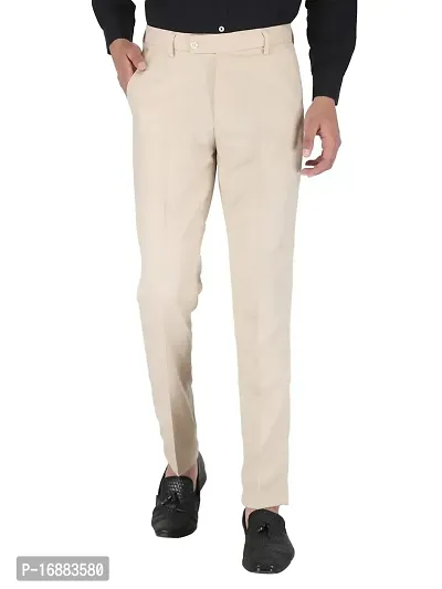 Playerz Cream Slim Fit Formal Trouser for Men (Cream)