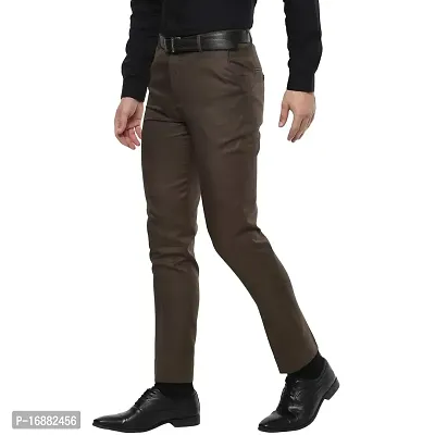 Inspire Men's Poly Viscose Jacu Slim Fit Formal Trouser (Brown; 34)-thumb2