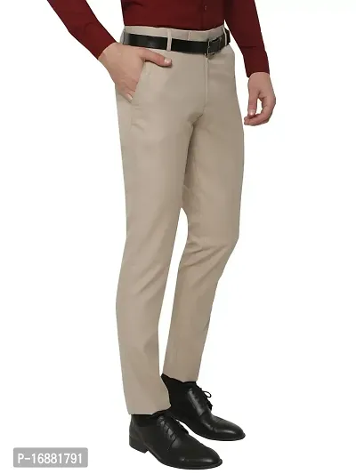 Inspire Light Brown Slim Fit Formal Trouser for Men-thumb2