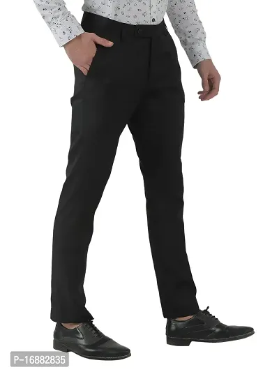 Inspire Clothing Inspiration Black Slim Fit Formal Trouser (Black)-thumb3