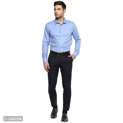 Inspire Blue Slim Fit Formal Trouser for Men-thumb5