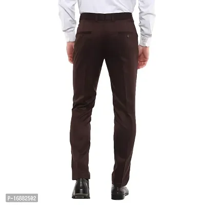 Inspire Brown Slim Fit Formal Trouser for Men-thumb4