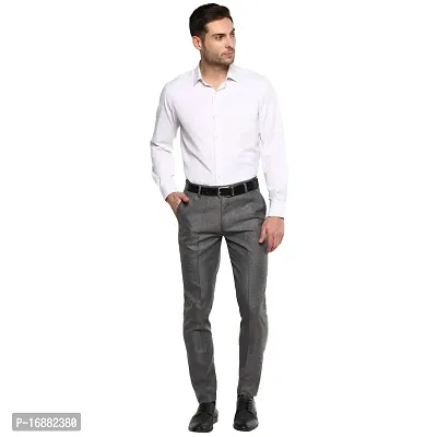 Inspire Light Grey Slim Fit Formal Trouser for Men-thumb5