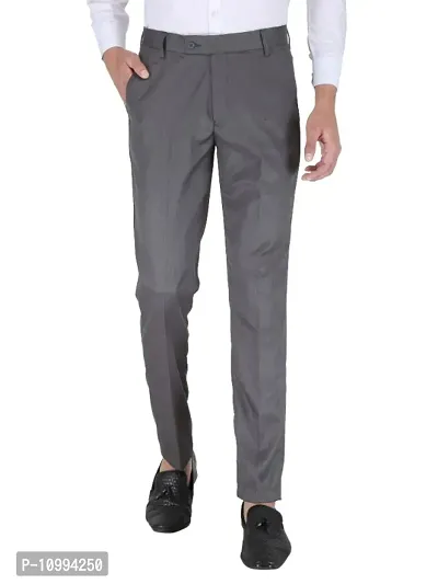 Playerz Pack Of 3 Slim Fit Formal Trousers (Grey, Khaki  Sky Blue)-thumb2