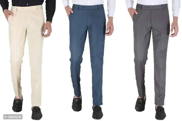 Buy Men Grey Solid Regular Fit Trousers Online - 200229 | Peter England