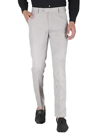 Playerz Pack Of 2 Slim Fit Formal Trousers (Light Grey  Khaki)-thumb1