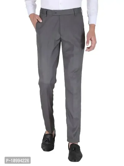 Playerz Pack Of 2 Slim Fit Formal Trousers (Grey  Sky Blue)-thumb2