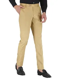 Playerz Pack Of 2 Slim Fit Formal Trousers (Blue  Khaki)-thumb3