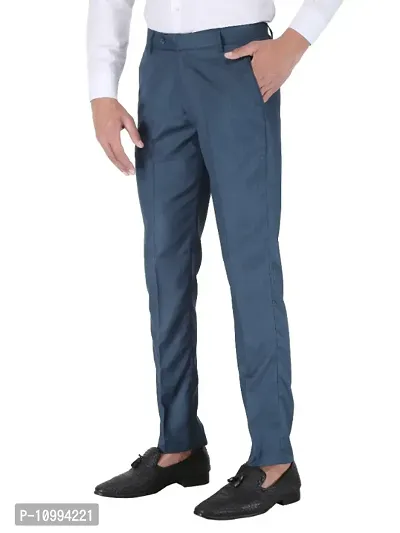Playerz Pack Of 2 Slim Fit Formal Trousers (Blue  Grey)-thumb3