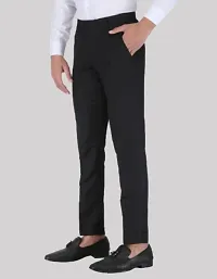 Playerz Pack Of 2 Slim Fit Formal Trousers (Black  Sky Blue)-thumb2