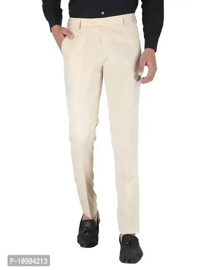 Playerz Pack Of 2 Slim Fit Formal Trousers (Beige  Khaki)-thumb2