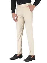 Playerz Pack Of 2 Slim Fit Formal Trousers (Beige  Blue)-thumb2