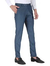 Playerz Pack Of 2 Slim Fit Formal Trousers (Beige  Blue)-thumb4