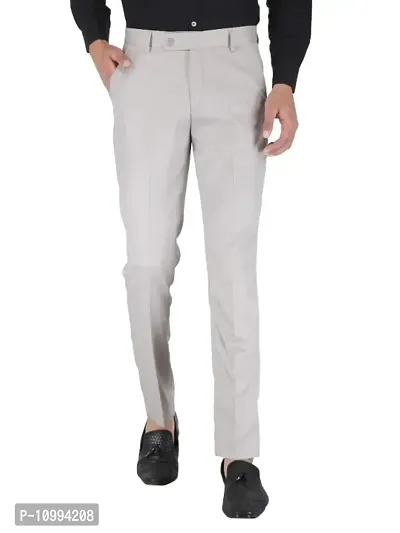 Playerz Light Grey Slim Fit Formal Trouser-thumb0