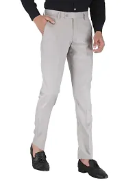 Playerz Light Grey Slim Fit Formal Trouser-thumb2