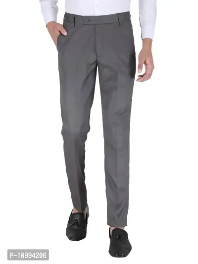 Playerz Grey Slim Fit Formal Trouser