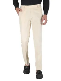 Playerz Pack Of 3 Slim Fit Formal Trousers (Beige, Black  Blue)-thumb1