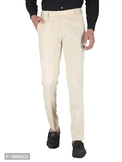 Playerz Pack Of 3 Slim Fit Formal Trousers (Beige, Black  Blue)-thumb2