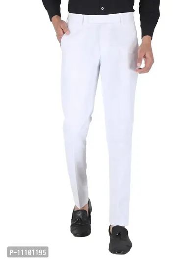 Playerz Pack of 2  Slim Fit Formal Trousers (Cream  White)-thumb3