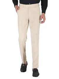 Playerz Pack of 2  Slim Fit Formal Trousers (Cream  Beige)-thumb1