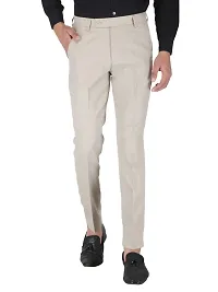 Playerz Pack of 2  Slim Fit Formal Trousers (Cream  Beige)-thumb2