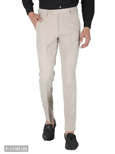 Playerz Pack of 2  Slim Fit Formal Trousers (Cream  Beige)-thumb3