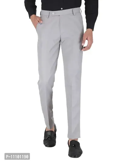 Playerz Pack of 2  Slim Fit Formal Trousers (Cream  Light Grey)-thumb3