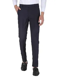 Playerz Pack of 2  Slim Fit Formal Trousers (Cream  Blue)-thumb2