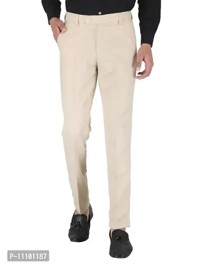 Playerz Pack of 2  Slim Fit Formal Trousers (Cream  Black)-thumb2