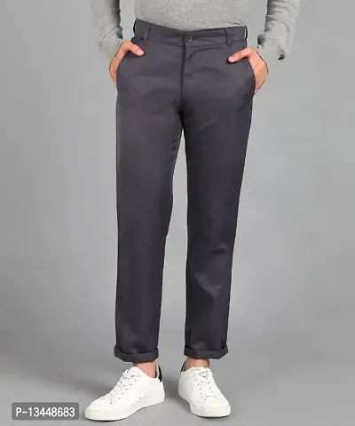 Playerz Grey Polyester Slim Fit Chinos