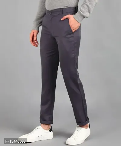 Playerz Grey Polyester Slim Fit Chinos-thumb2