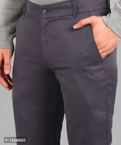 Playerz Grey Polyester Slim Fit Chinos-thumb5